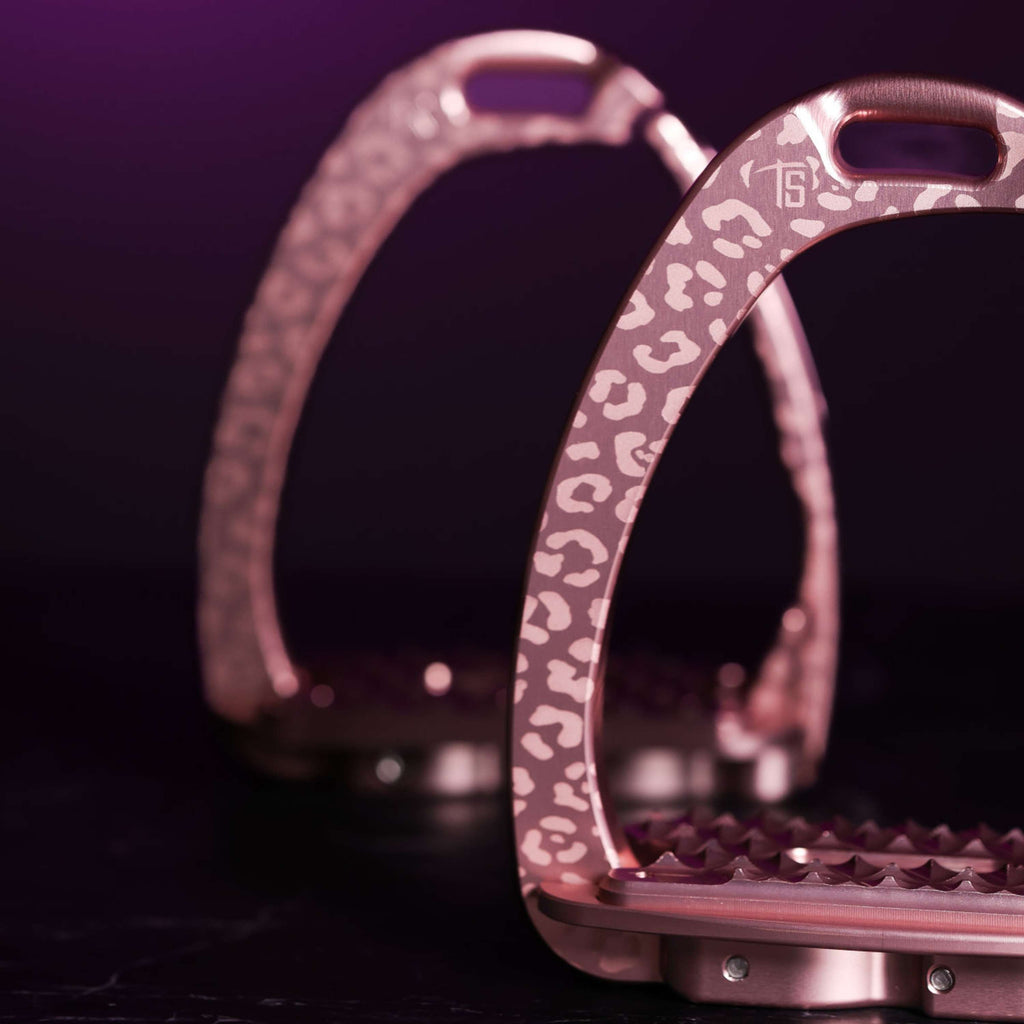 Tech Stirrups Steigbügel Venice Sloped EVO Leopard Rosegold