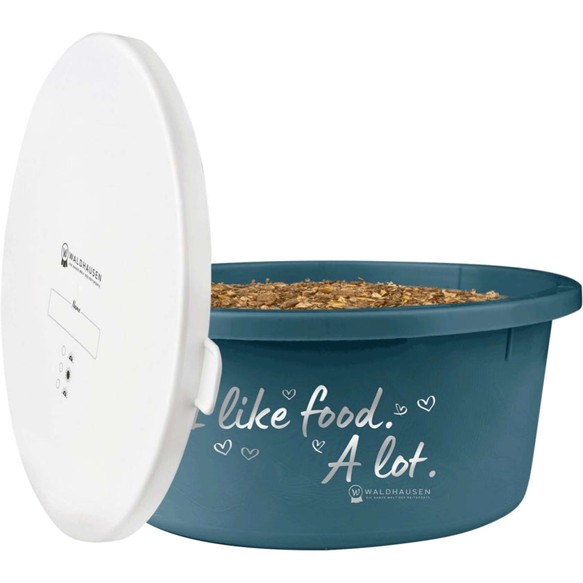 Waldhausen Futtertrog XL I Like Food a Lot mit Deckel Petrol Blue