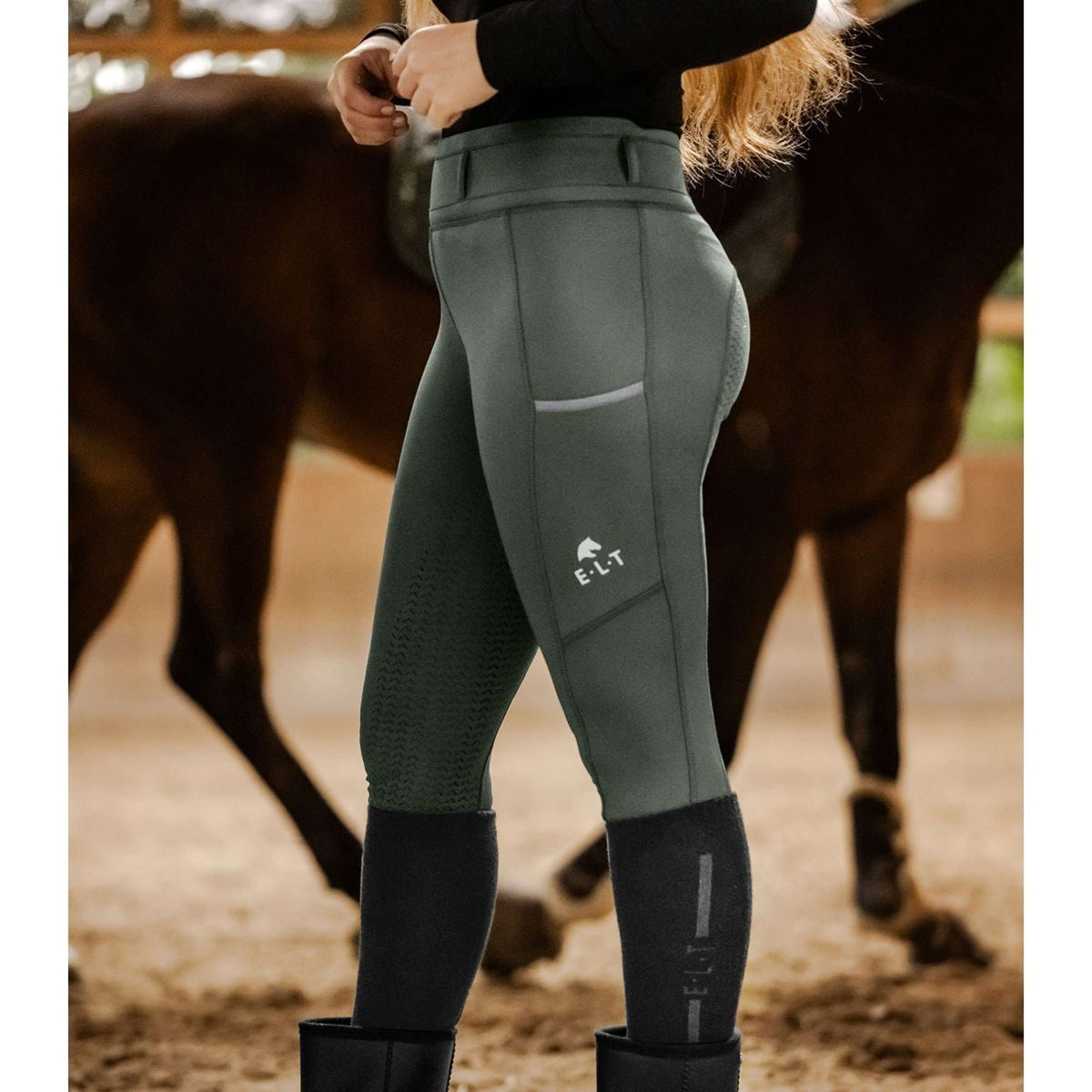 ELT Thermo-Reitleggings Ella Dunkelolive