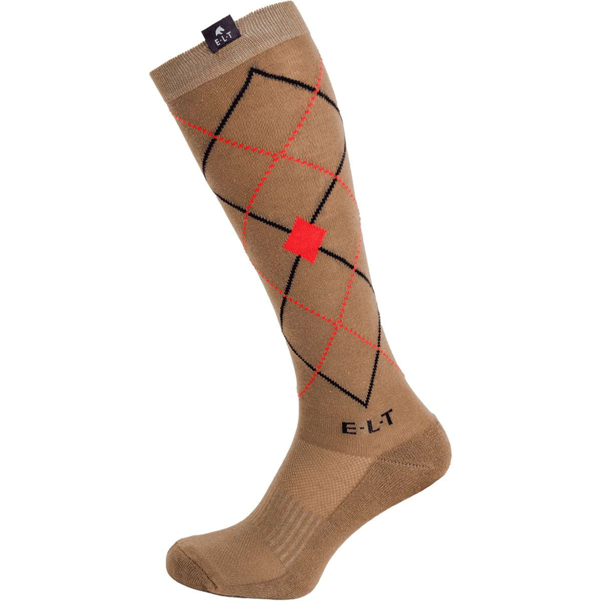 ELT Reitsocken Argyle Cappuccino/Rot