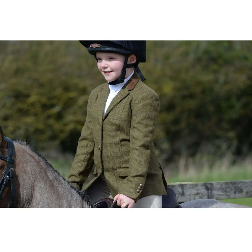 Dublin Turnierjacket Albany Tweed Suede Collar Tailored Kids Braun/Grün