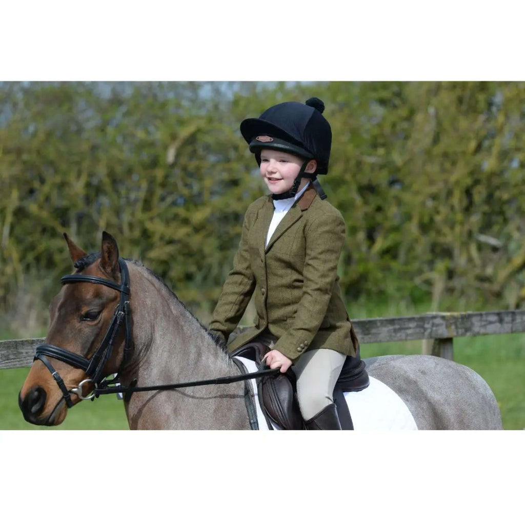 Dublin Turnierjacket Albany Tweed Suede Collar Tailored Kids Braun/Grün