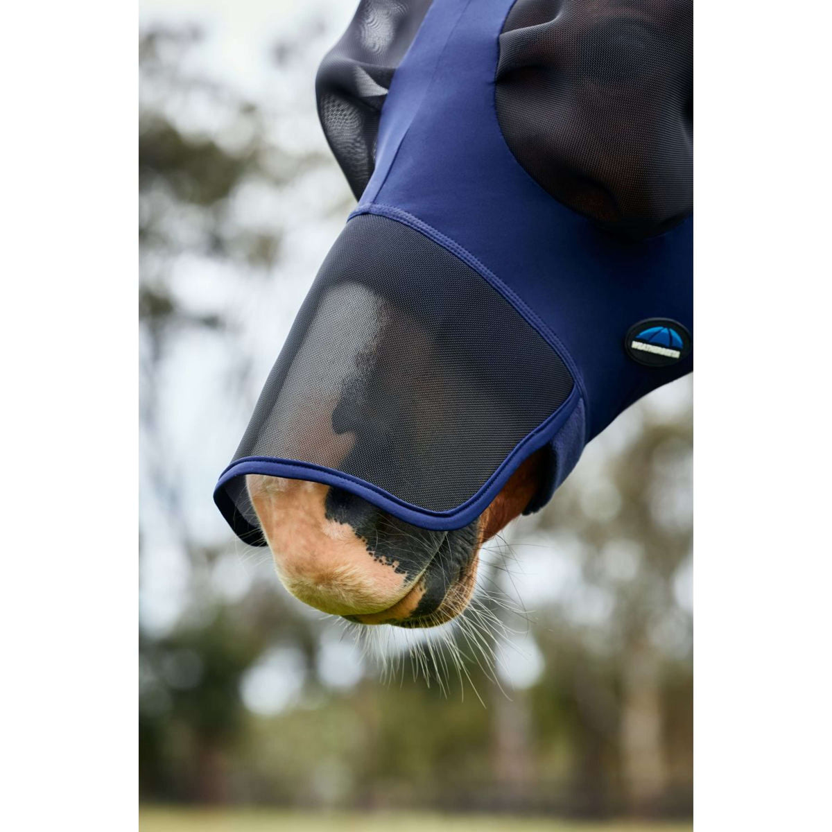 WeatherBeeta Fliegenmaske ComFiTec Luxe Stretch mit Ohren und Nase Navy/Schwarz