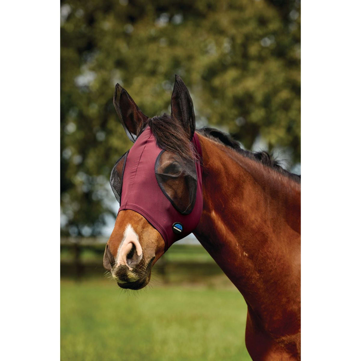 WeatherBeeta Fliegenmaske ComFiTec Deluxe Stretch mit Ohren Burgundy/schwarz