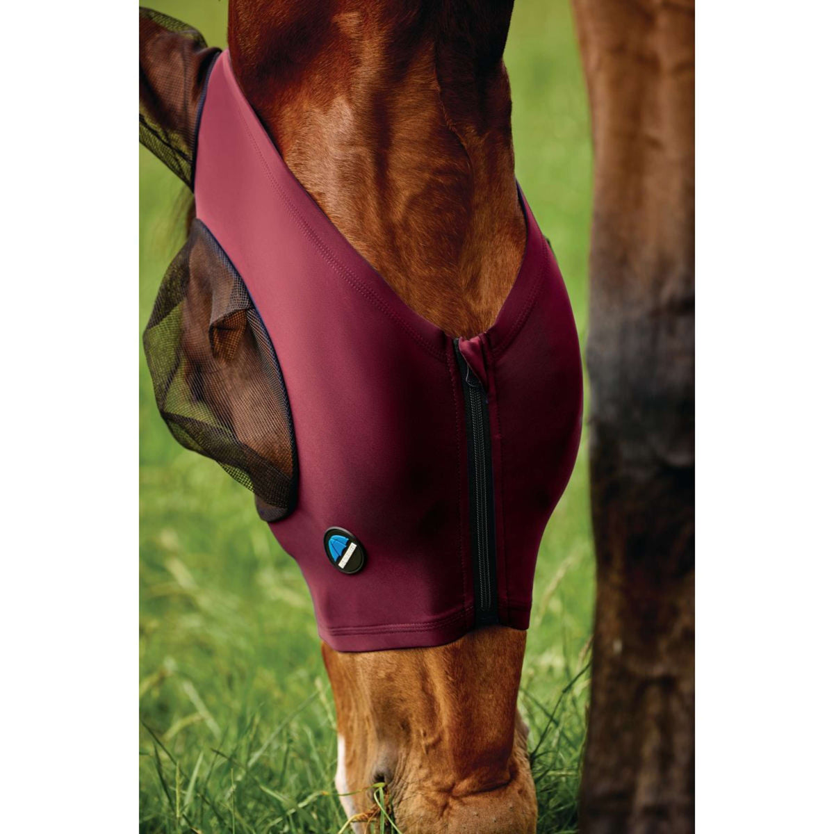 WeatherBeeta Fliegenmaske ComFiTec Deluxe Stretch mit Ohren Burgundy/schwarz
