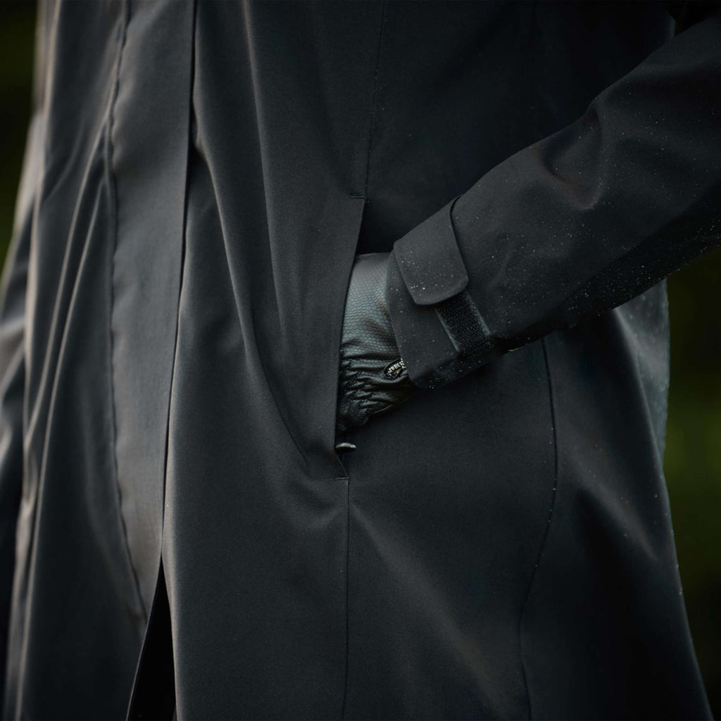 WeatherBeeta Lange Jacke Windbreaker Reflective Longline Schwarz