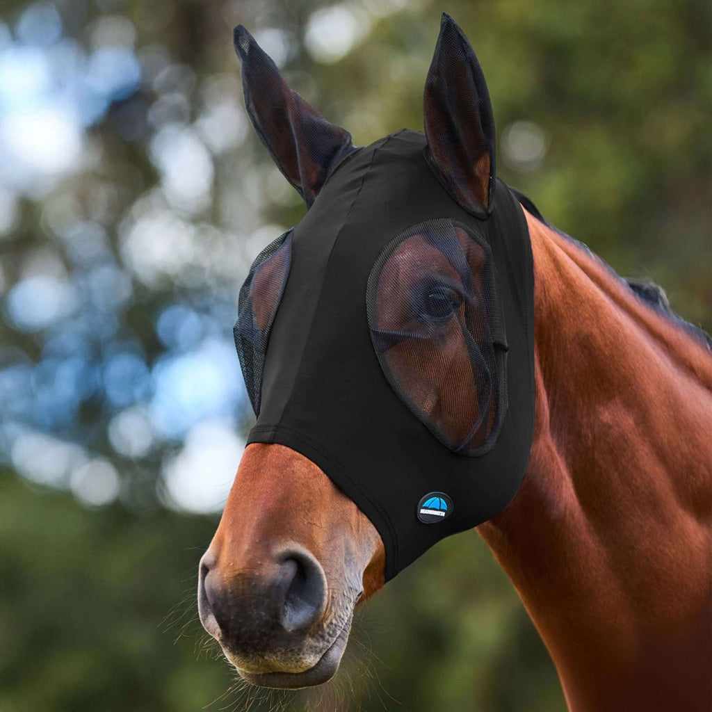 WeatherBeeta Fliegenmaske ComFiTec Stretch mit Ohren Schwarz/Schwarz