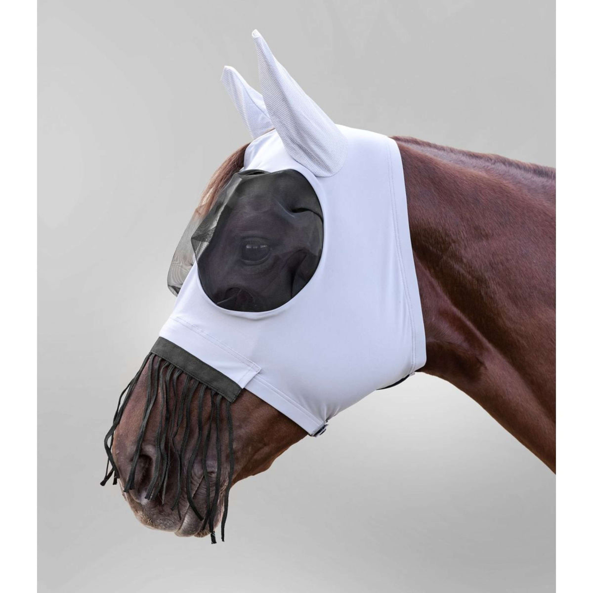 Waldhausen Fliegenmaske Puck mit Nasenrüschen Silber Grau